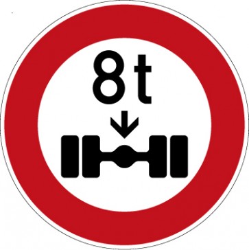 Verkehrzeichen Vorschriftzeichen Verbot für Fahrzeuge über angegebene tatsächliche Achslast · Zeichen 263-8  · MAGNETSCHILD