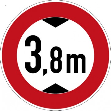 Schild Vorschriftzeichen Verbot für Fahrzeuge über angegebene tatsächliche Höhe · Zeichen 265-3,8 