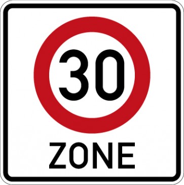 Aufkleber Vorschriftzeichen  Beginn einer Tempo 30-Zone · Zeichen 274.1 