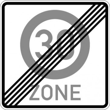 Aufkleber Vorschriftzeichen Ende einer Tempo 30-Zone (einseitig) · Zeichen 274.2 | stark haftend - Verkehrszeichen STVO