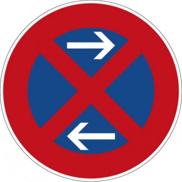 Aufkleber Vorschriftzeichen Absolutes Halteverbot (Mitte), Aufstellung links · Zeichen 283-31 | stark haftend - Verkehrszeichen STVO