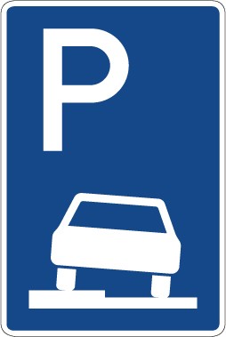 Aufkleber Richtzeichen Parken halb auf Gehwegen in Fahrtrichtung links · Zeichen 315-50 | stark haftend - Verkehrszeichen STVO