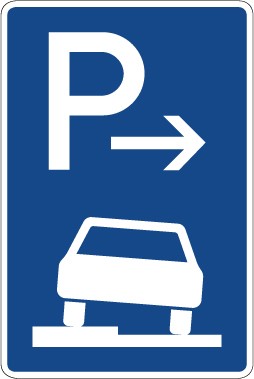 Verkehrsschild · Verkehrszeichen Richtzeichen Parken auf Gehwegen halb in Fahrtrichtung links, Anfang · Zeichen 315-51 