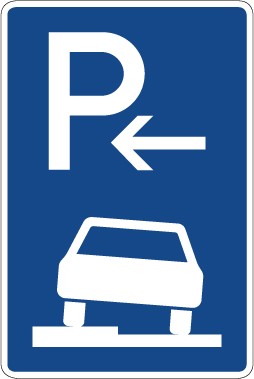 Verkehrsschild · Verkehrszeichen Richtzeichen Parken auf Gehwegen halb in Fahrtrichtung links, Ende · Zeichen 315-52 