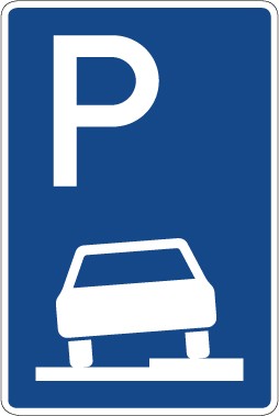 Verkehrsschild · Verkehrszeichen Richtzeichen Parken halb auf Gehwegen in Fahrtrichtung rechts · Zeichen 315-55 