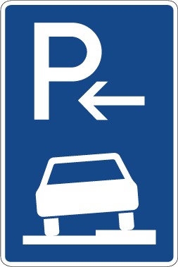 Aufkleber Richtzeichen  Parken halb auf Gehwegen in Fahrtrichtung rechts (Anfang) · Zeichen 315-56 