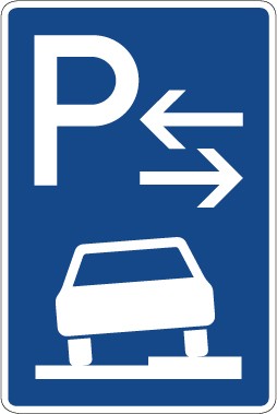 Aufkleber Richtzeichen Parken halb auf Gehwegen in Fahrtrichtung rechts (Mitte) · Zeichen 315-58 | stark haftend - Verkehrszeichen STVO