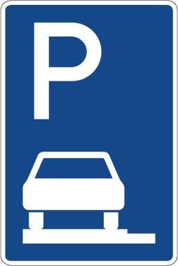 Verkehrsschild · Verkehrszeichen Richtzeichen Parken ganz auf Gehwegen in Fahrtrichtung links · Zeichen 315-60 