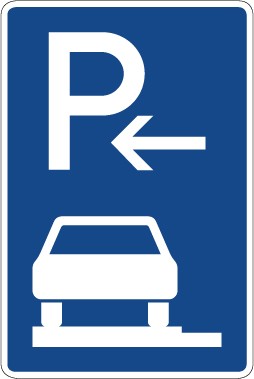 Verkehrzeichen Richtzeichen Parken auf Gehwegen ganz in Fahrtrichtung links, Ende · Zeichen 315-62  · MAGNETSCHILD