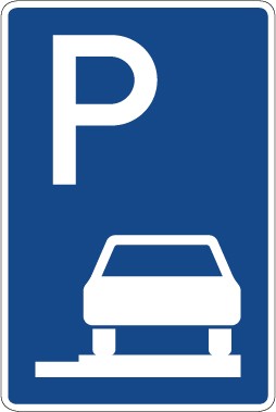 Magnetschild Richtzeichen Parken ganz auf Gehwegen in Fahrtrichtung rechts · Zeichen 315-65 