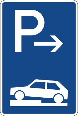 Verkehrzeichen Richtzeichen Parken halb auf Gehwegen quer zur Fahrtrichtung links (Ende) · Zeichen 315-72  · MAGNETSCHILD