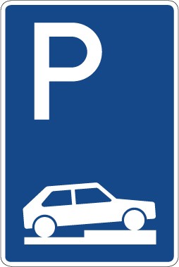 Aufkleber Richtzeichen  Parken halb auf Gehwegen quer zur Fahrtrichtung rechts · Zeichen 315-75 