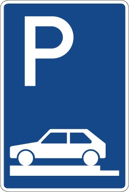 Aufkleber Richtzeichen  Parken ganz auf Gehwegen quer zur Fahrtrichtung links · Zeichen 315-80 
