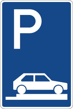 Verkehrzeichen Richtzeichen Parken ganz auf Gehwegen quer zur Fahrtrichtung rechts · Zeichen 315-85  · MAGNETSCHILD