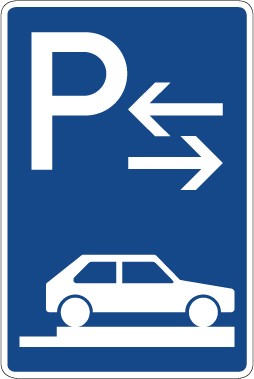 Aufkleber Richtzeichen Parken ganz auf Gehwegen quer zur Fahrtrichtung rechts (Mitte) · Zeichen 315-88 | stark haftend - Verkehrszeichen STVO