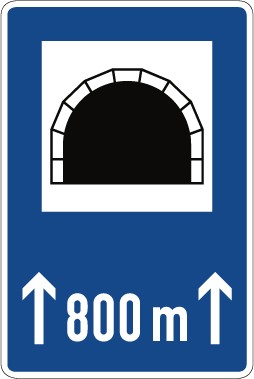 Verkehrsschild · Verkehrszeichen Richtzeichen Tunnel, mit Längenangabe in m · Zeichen 327-50 