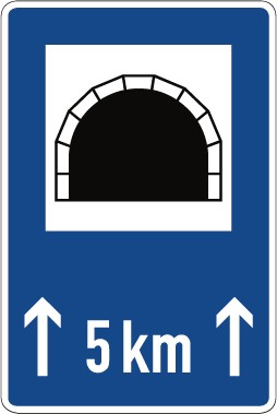 Aufkleber Richtzeichen  Tunnel, mit Längenangabe in km · Zeichen 327-51 