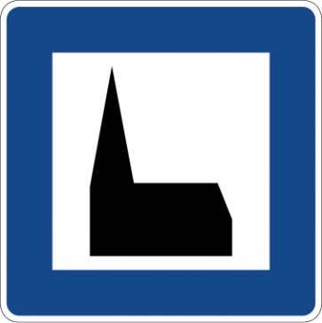 Aufkleber Richtzeichen Autobahnkapelle · Zeichen 365-59 | stark haftend - Verkehrszeichen STVO
