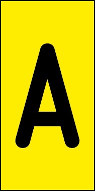 Schild Einzelbuchstabe A | schwarz · gelb