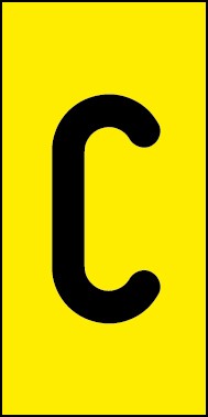 Aufkleber Einzelbuchstabe C | schwarz · gelb | stark haftend
