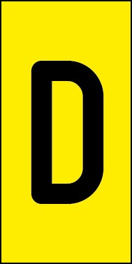 Aufkleber Einzelbuchstabe D | schwarz · gelb | stark haftend