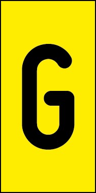 Aufkleber Einzelbuchstabe G | schwarz · gelb | stark haftend