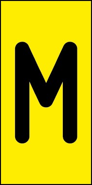 Aufkleber Einzelbuchstabe M | schwarz · gelb | stark haftend