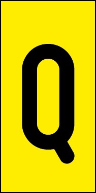Aufkleber Einzelbuchstabe Q | schwarz · gelb | stark haftend