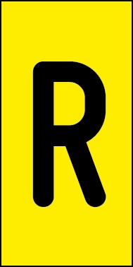 Aufkleber Einzelbuchstabe R | schwarz · gelb