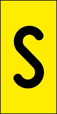 Schild Einzelbuchstabe S | schwarz · gelb