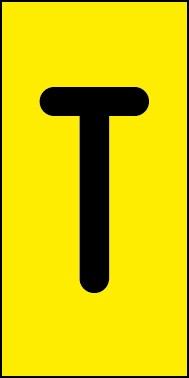 Magnetschild Einzelbuchstabe T | schwarz · gelb