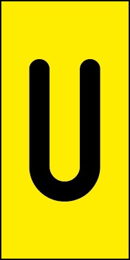 Schild Einzelbuchstabe U | schwarz · gelb selbstklebend