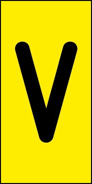 Aufkleber Einzelbuchstabe V | schwarz · gelb | stark haftend