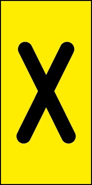 Aufkleber Einzelbuchstabe X | schwarz · gelb | stark haftend