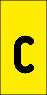 Magnetschild Einzelbuchstabe c | schwarz · gelb