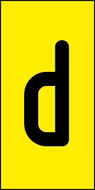 Schild Einzelbuchstabe d | schwarz · gelb