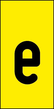 Schild Einzelbuchstabe e | schwarz · gelb