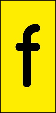 Schild Einzelbuchstabe f | schwarz · gelb