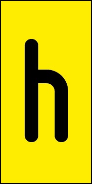 Aufkleber Einzelbuchstabe h | schwarz · gelb | stark haftend