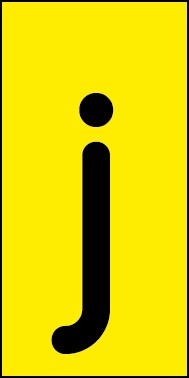 Schild Einzelbuchstabe j | schwarz · gelb