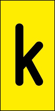 Magnetschild Einzelbuchstabe k | schwarz · gelb
