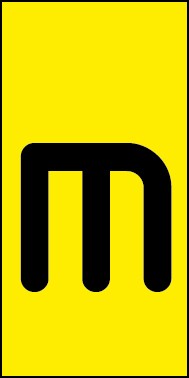 Schild Einzelbuchstabe m | schwarz · gelb selbstklebend