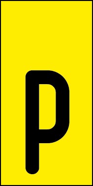 Schild Einzelbuchstabe p | schwarz · gelb selbstklebend
