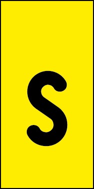 Schild Einzelbuchstabe s | schwarz · gelb selbstklebend