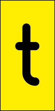 Magnetschild Einzelbuchstabe t | schwarz · gelb
