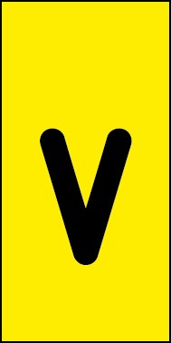 Schild Einzelbuchstabe v | schwarz · gelb selbstklebend