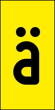 Schild Einzelbuchstabe ä | schwarz · gelb selbstklebend