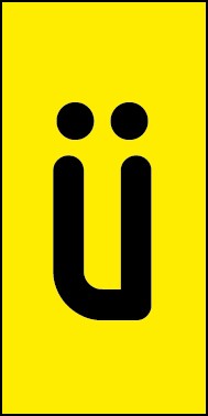 Schild Einzelbuchstabe ü | schwarz · gelb selbstklebend