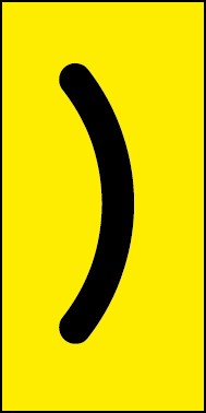 Schild Sonderzeichen Klammer zu | schwarz · gelb selbstklebend