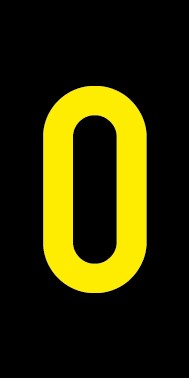 Schild Einzelziffer 0 | gelb · schwarz selbstklebend